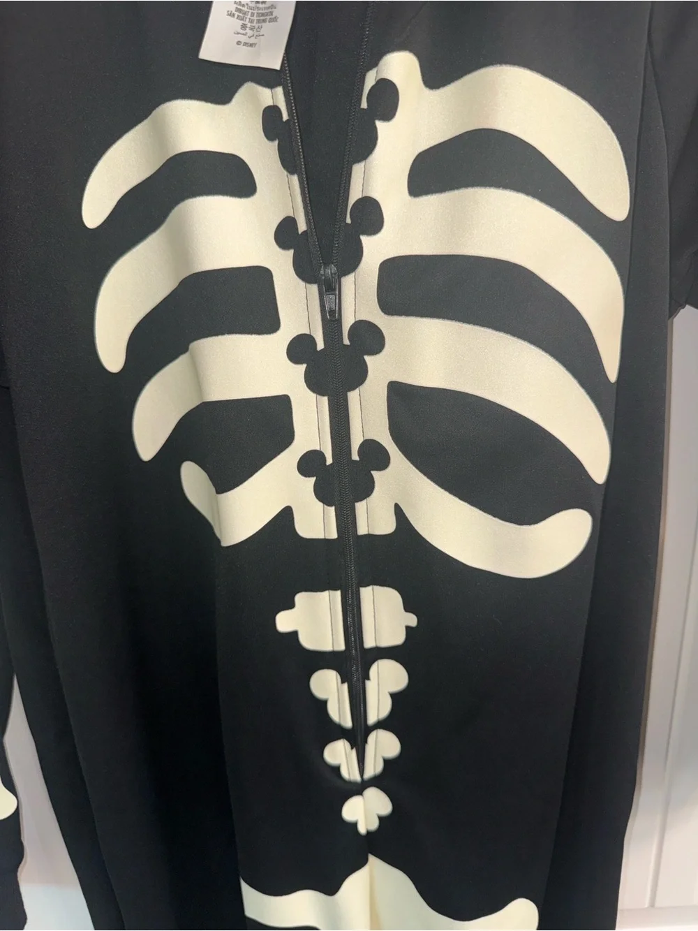 Disney Mickey Mouse Skeleton Hooded Onesie Costume glow in the dark size 9/10